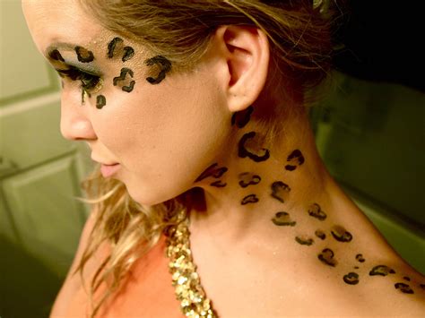 leopard print makeup on face.